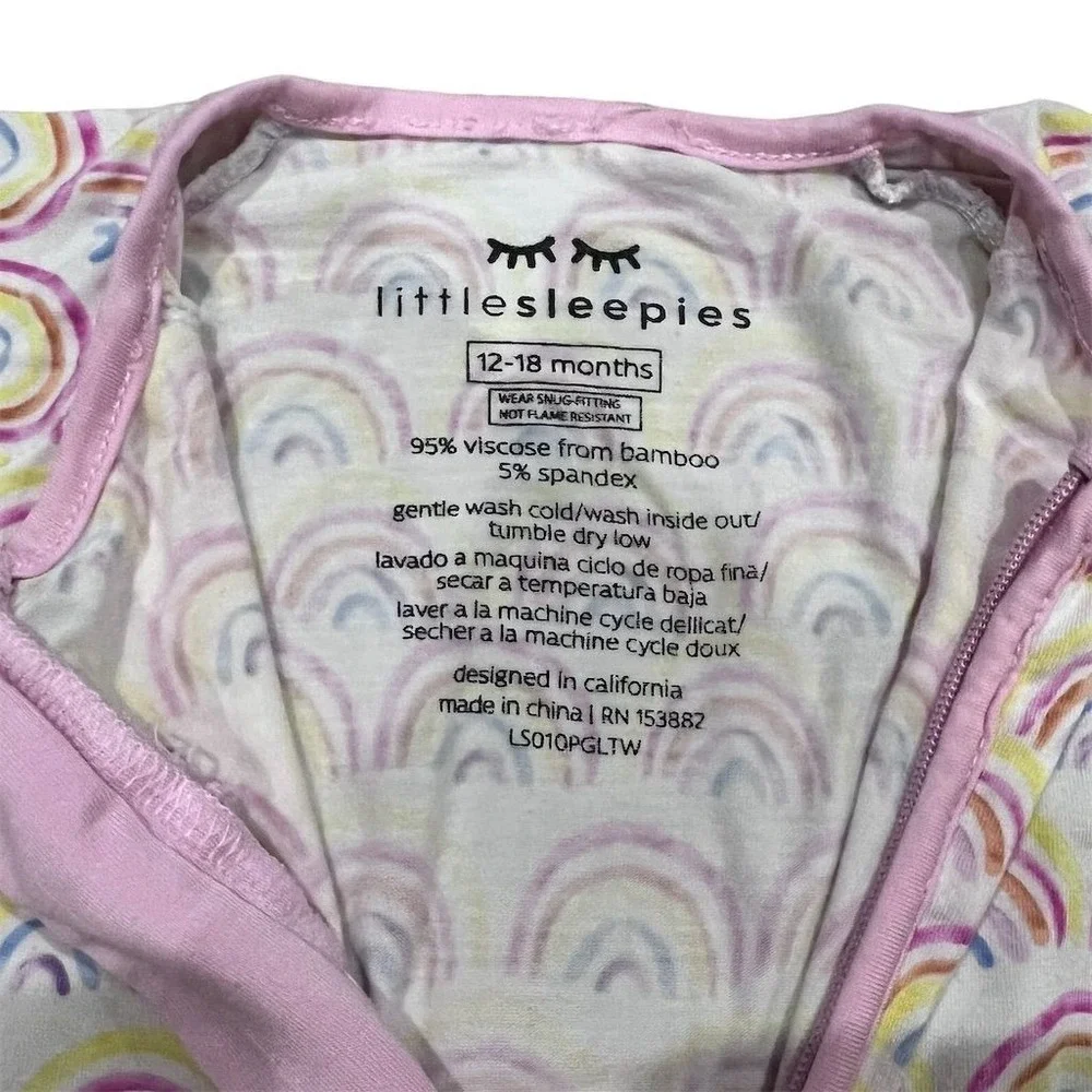 Little Sleepies Unisex Baby Pajamas 12-18M Pastel Rainbow Zippy